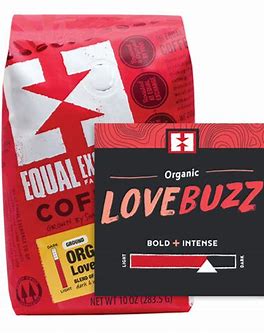 Equal Exchange Organic 100% Arabica Medium-Light Whole Bean Love Buzz w/Notes of Molasses, Toasted, Marshmallows & Walnuts Caffeinated Coffee (Case of 6)12oz Bags