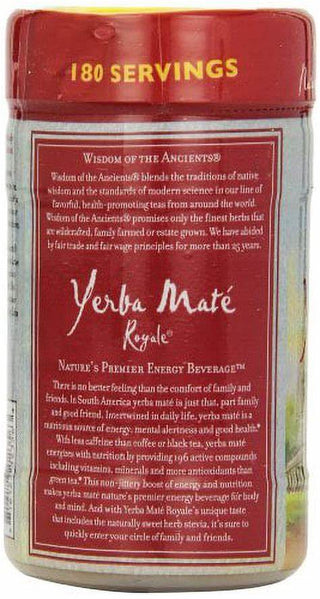 Wisdom Natural Organic Yerba Mate Royale Naturally Flavored w/Stevia, Variety of Antioxidants Caffeine-Free Instant Green Tea (Pack of 1) 2.82oz Canister