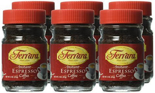 Ferrara Instant Espresso 100% Medium Roast Choice Robusta & Arabica Ground Beans w/Richness of Chocolate, Gluten-Free, GMO-Free Concentrated Caffeinated Coffee (Case of 12) 2oz Jar