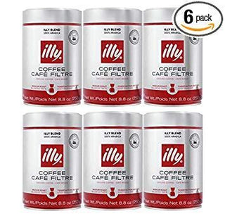 Illy Caffe Kosher Coffee Blend Espresso 100% Arabica Medium Roast Whole Bean w/Notes of Caramel, Orange Blossom & Jasmine Caffeinated Coffee (Case of 6) 8.8oz Canister