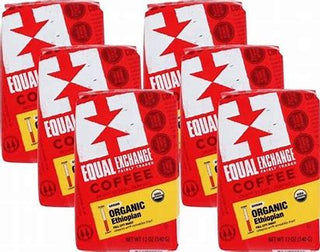 Equal Exchange Organic Kosher Ethiopian Blend w/Fruity & Complex, Notes of Ginger, Spice &. Blueberry, 100% Arabica Full City Medium Roast Whole Bean Fair-Trade Caffeinated Coffee (Case of 6) 12oz Bags