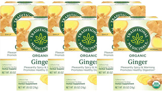 Traditional Medicinals Organic Herbal Kosher & Ginger Non-GMO, Fair-Trade Caffeine-Free Herbal Tea (Case of 6) 16 Tea Bags