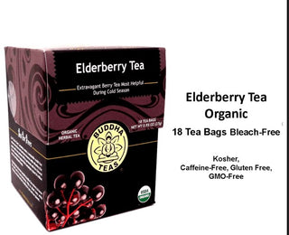 Buddha Teas Organic Herbal Kosher  Elderberry GMO-Free, Caffeine-Free Herbal Tea (Case of 6) 18 Tea Bags