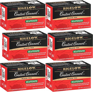 Bigelow Tea Kosher Constant Comment w/Orange Rind, Sweet Spice, Citrusy Notes of Orange and Zesty flavoring, Gluten-Free, GMO-Free, Decaffeinated Black Tea (Case of 6) 20 Tea Bags