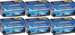 Bigelow Tea Herbal Kosher "Sweet Dreams" w/ Chamomile, Hibiscus, Peppermint Leaves, Rose Blossoms Spearmint Leaves, Spice, Orange Blossoms, Mint, Gluten-Free, GMO-Free, Caffeine-Free Green Tea (Case of 6) 20 Tea Bags