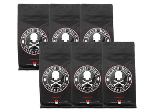 Death Wish Organic Medium Roast Arabica & Robusta Ground Beans w/Notes of Cherry & Chocolate Fair-Trade Single Serve Cup Caffeinated Coffee (Case of 6)10 K-Cup Pods