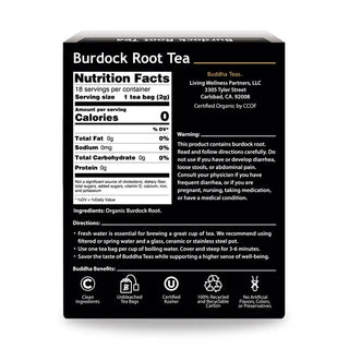 Buddha Teas Organic Herbal Kosher Burdock Root GMO-Free, Blend Caffeine-Free  Herbal Tea (Case of 6) 18 Tea Bags