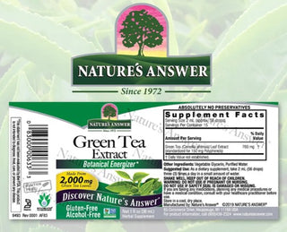 Nature's Answer Herbal Green Tea Extract AF 2000mg Unisex, Vegetarian, Vegan, GMO-Free, Non-GMO, No Preservatives, No Artificial Flavors, Cruelty-Free, Alcohol-Free, Dietary Supplement Extract (Pack of 1) 1.0oz Bottle