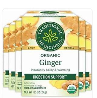 Traditional Medicinals Organic Herbal Kosher & Ginger Non-GMO, Fair-Trade Caffeine-Free Herbal Tea (Case of 6) 16 Tea Bags