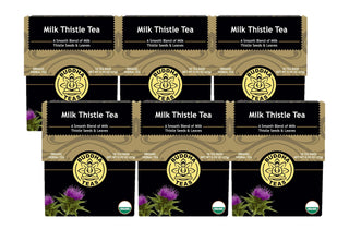 Buddha Teas Organic Kosher Herbal Milk Thistle w/Milk Thistle Seed, Milk Thistle Leaf, GMO-Free, Bleach-Free Caffeinated Herbal Tea (Case of 6) 18 Tea Bags