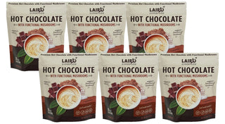 Laird Superfood Organic Cocoa, Hot Chocolate w/Functional Mushroom, Aquamin Gluten-Free, Vegan, Non-GMO, Dairy-Free. Soy-Free, No Artificial Ingredients Hot Chocolate Powder (Case of 6) 8oz Bags