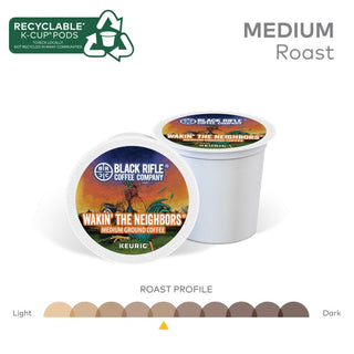 Black Rifle Coffee Company Wakin the Neighbors 100% Arabica Medium Roast Ground Bean, Gluten-Free, Vegetarian, Vegan, Keurig Caffeinated Coffee (Pack of 2) 22 K-Cup Pods