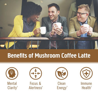 OM MUSHROOM SUPERFOOD Organic Kosher Latte Blend Mushroom Powder, 30 Servings, Lion's Mane, Cordyceps, Reishi, Chaga, Energy & Mental Clarity Support Supplement Dairy-Free, Gluten-Free Coffee (Pack of 1) 8.47oz Canister