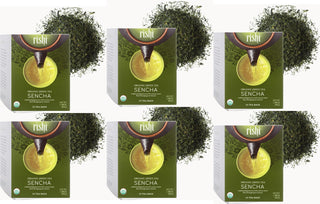 Rishi Organic Sencha w/Savory-Sweet Flavor & Bright Green Infusion Dairy-Free, GMO-Free & Caffeinated Green Tea (Case of 6) 15 Tea Bags