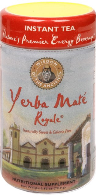 Wisdom Natural Organic Yerba Mate Royale Naturally Flavored w/Stevia, Variety of Antioxidants Caffeine-Free Instant Green Tea (Pack of 1) 2.82oz Canister
