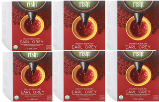 Rishi Organic Kosher Herbal Earl Grey w/Bergamot Citrus, GMO-Free, Fair-Trade Antioxidants, Caffeinated Black Tea (Case of 6) 15 Tea Bags