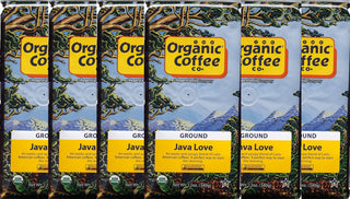Organic Coffee Company Kosher "Java Love" 100% Arabica Medium Roast Ground Bean w/Milk Chocolate, Cinnamon Spice, Caramelized Sugar, Natural Regular Blend of Latin America Caffeinated Coffees (Case of 6) 12oz Bags