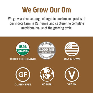 OM MUSHROOM SUPERFOOD Organic Kosher Latte Blend Mushroom Powder, 30 Servings, Lion's Mane, Cordyceps, Reishi, Chaga, Energy & Mental Clarity Support Supplement Dairy-Free, Gluten-Free Coffee (Pack of 1) 8.47oz Canister