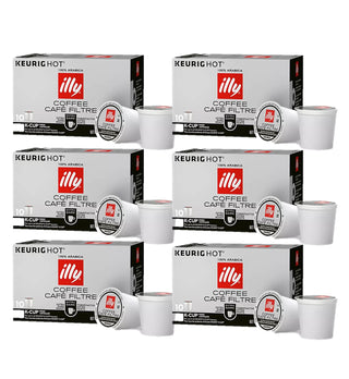 Illy Caffe Coffee Espresso Kosher-Parve 100% Arabica Dark Roast Whole Bean w/Notes of Deep Cocoa & Dried Fruit for Keurig K-Cup Brewers Caffeinated Coffee (Case of 6) 10 K-Cup Pods