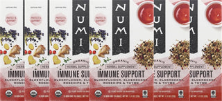 Numi Tea - Organic Herbal Kosher Immune Support Elderflower, Elderberry, Thyme, Dairy-Free, Gluten-Free, GMO-Free, Fair-Trade, Wheat-Free, Yeast-Free Herbal Tea (Case of 6) 16 Tea Bags