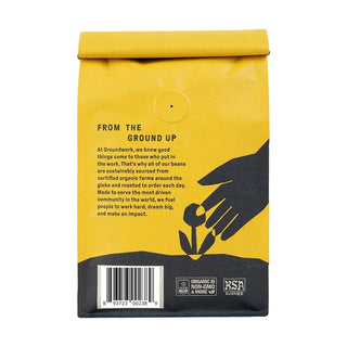 Groundwork - 100% Certified Organic, Kosher "Bitches Brew Signature Blend" 100% Arabica Dark Roasted Ground Beans w/Dark Chocolate & Caramel Notes, Non-GMO, Wheat-Free, Yeast-Free Caffeinated Coffee (Case of 6) 12oz Bags
