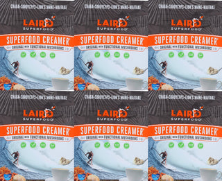 Laird Superfood Creamer w/Functional Mushrooms: Chaga, Lion's Mane, Maitake, Cordyceps Mushrooms & Extra Virgin Coconut Oil (Case of 6) 8oz Bags