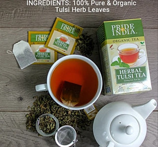 Pride Of India Organic Herbal Pure Healing Holy Basil Tulsi w/Strong Aroma, Astringent Taste & Ayurveda, Decaf Tea (Pack of 1) 25 Tea Bags