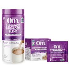 OM MUSHROOM SUPERFOOD USDA Organic, Kosher Hot Chocolate Functional Mushroom Blend w/Lion's Mane, Reishi, Chaga, Turkey Tail & Ashwagandha, Dutch Cocoa, Vegan Non-GMO, Gluten-Free "Focus and Stress Support" Superfood Mix (Pack of 1) 8.47oz Canister