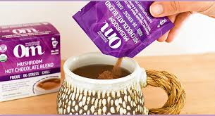 OM MUSHROOM SUPERFOOD USDA Organic, Kosher Hot Chocolate Functional Mushroom Blend w/Lion's Mane, Reishi, Chaga, Turkey Tail & Ashwagandha, Dutch Cocoa, Vegan Non-GMO, Gluten-Free "Focus and Stress Support" Superfood Mix (Pack of 1) 8.47oz Canister