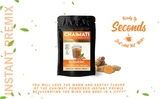 ChaiMati Organic Turmeric Chai Latte - Powdered Instant Golden Milk w/NONFAT Dry Milk, Turmeric, Cinnamon, Ginger, Black Pepper, Lightly Sweetened, Makes 100 Cups - gets "Chai on your Mind" Caffeine-Free Powdered Mix (Pack of 1) 2 Pound (32 Oz) Pack