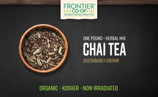 Frontier Organic Kosher, Non-Irradiated, Herbal Chai w/Ginger, Fennel, Cloves, Black Pepper, Cardamom & Cinnamon, No Artificial additives, No Chemicals, Certified Fair-Trade Caffeinated Herbal Tea (Pack of 1) 1lb Single Bulk Item