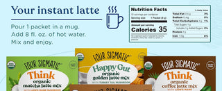 Four Sigmatic Organic Chai Latte w/Functional Mushroom Turkey Tail, Reishi & Coconut Milk Powder, Supports Gut & Digestion Health, No Dairy, Gluten-Free Decaffeinated Instant Latte Mix (Pack of 10) 2.12oz