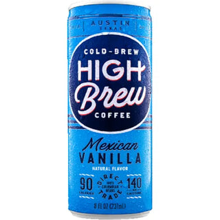 High Brew Coffee Mexican Vanilla 100% Arabica Medium Roast Ground Bean Ready To Drink Wheat-Free, GMO-Free Fair-Trade Caffeinated Coffee (Case Of 12) 8oz Bags