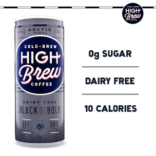 High Brew Cold-brew Black & Bold 100% Arabica Medium Roast Bean, Gluten-Free, Fair-Trade Wheat-Free, Diary-Free Caffeinated Coffee (Case Of 12) 8Fz Can