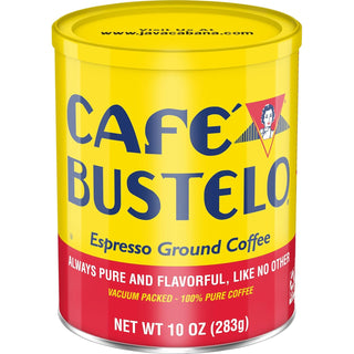 Cafe Bustelo Espresso w/Robust Flavor & Captivating Aroma, 100% Pure Dark Roast Ground Bean, Plant-Based Caffeinated Coffee (Pack of 1) 10 oz Canister