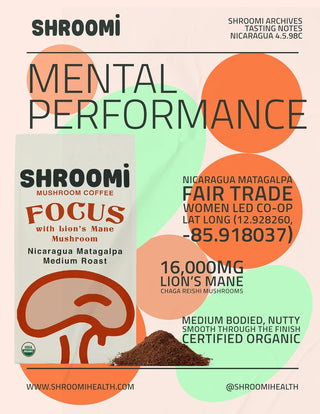 Shroomi Premium Ground Mushroom Coffee | Mental Performance Gourmet Coffee | Lion’s Mane, Reishi, Focus Blend | Certified Fair Trade, Medium Roast From Nicaragua Matagalpa Mushroom Coffee (Case of 12) 12oz Bags