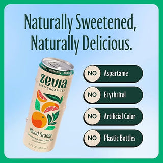 Zevia Organic Herbal Sweetened Kosher, Earl Grey Blood Orange Naturally Flavored Zero-Calories, Citric-Acid w/Stevia Leaf Extract, Gluten-Free, GMO-Free, Vegan, Yeast Free, Wheat-Free, Stevia Leaf Extract & Brewed Black Tea (Case of 12) 12oz Can