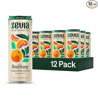 Zevia Organic Herbal Sweetened Kosher, Earl Grey Blood Orange Naturally Flavored Zero-Calories, Citric-Acid w/Stevia Leaf Extract, Gluten-Free, GMO-Free, Vegan, Yeast Free, Wheat-Free, Stevia Leaf Extract & Brewed Black Tea (Case of 12) 12oz Can