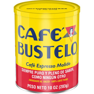 Cafe Bustelo Espresso w/Robust Flavor & Captivating Aroma, 100% Pure Dark Roast Ground Bean, Plant-Based Caffeinated Coffee (Pack of 1) 10 oz Canister