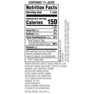 Yachak Organic Yerba Mate Berry Red Plant-Based Energy w/Cranberry Juice Concentrate, Maltodextrin, Citric Acid, Non-GMO Project Certified, Gluten Free Fair-Trade Caffeinated Green Tea (Case of 12) 16oz Cans