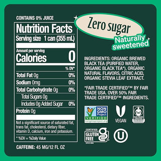 Zevia Organic Herbal Sweetened Kosher, Earl Grey Blood Orange Naturally Flavored Zero-Calories, Citric-Acid w/Stevia Leaf Extract, Gluten-Free, GMO-Free, Vegan, Yeast Free, Wheat-Free, Stevia Leaf Extract & Brewed Black Tea (Case of 12) 12oz Can