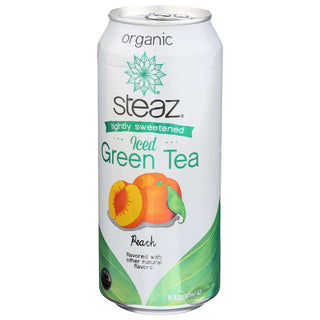 Steaz - Organic Kosher Peach Lightly Sweeten w/Wheat-Free, Yeast-Free, Fair-Trade Caffeinated Iced Green Tea (Case of 12) 16oz