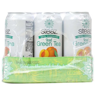 Steaz - Organic Kosher Peach Lightly Sweeten w/Wheat-Free, Yeast-Free, Fair-Trade Caffeinated Iced Green Tea (Case of 12) 16oz