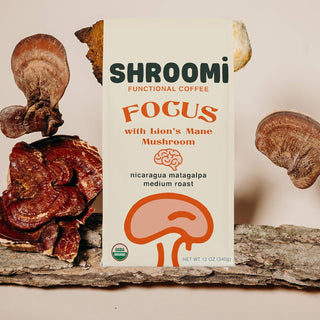 Shroomi Premium Ground Mushroom Coffee | Mental Performance Gourmet Coffee | Lion’s Mane, Reishi, Focus Blend | Certified Fair Trade, Medium Roast From Nicaragua Matagalpa Mushroom Coffee (Case of 12) 12oz Bags