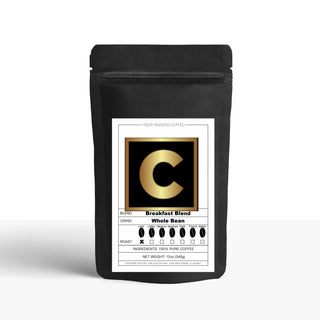 Coffee & Tea Global Breakfast Blend Whole Bean Medium/Espresso/Standard Light-Roast w/Notes include Walnuts, Mild Apple, Slight Raisin & Toffee., Natural Flavoring Coffee (Pack of 1) 12oz/1lb/2/lb/5lb Bags
