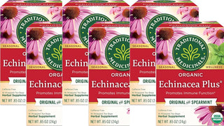 Traditional Medicinals Organic Herbal Kosher w/Herbal Supplements, Echinacea Plus GMO-Free, Naturally Caffeine-Free Herbal Tea (Case of 6) 16 Tea Bags