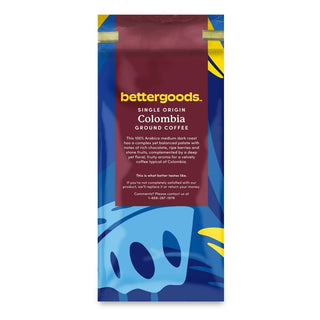 Bettergoods Single Origin Colombia 100% Arabica Medium-Dark Roast Ground Caffeinated Coffee (Pack of 1) 12 oz Bags