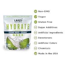 Laird Superfood Hydrate Coconut Water w/Nature 4 Most Energizing & Nourishing Functional Mushrooms, Dairy-Free, Gluten-Free, GMO-Free, Vegan, Soy-Free Drink Mix (Case Of 6) 8 Oz Bags