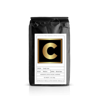 Coffee & Tea Global Original Flavored Coffee Candy Cane Whole Bean Medium/Espresso/Coarse/Standard Roast w/Mint & Vanilla Natural Flavoring Coffee (Pack of 1) 12oz/1lb/2/lb/5lb/12lb Bags